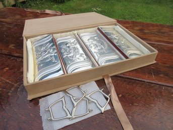 Blu Argento Italian Silver On Wood Cherubs Plaques With Box