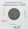 1859 INDIAN HEAD COPPER CENT PENNY COIN