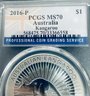2016-P AUSTRALIAN KANGAROO - 1 OZT .999 FINE SILVER COIN - PCGS GRADED - MS70