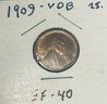 1909 VDB LINCOLN WHEAT CENT PENNY COIN - XF-40 - KEY DATE