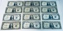 LOT (12) $1 ONE DOLLAR SILVER CERTIFICATES - SERIES 1935 & SERIES 1957 - AVERAGE CIRCULATED