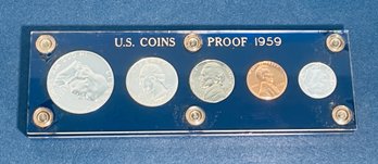 1959 UNITED STATES SILVER PROOF COIN SET - IN PLASTIC CAPITAL HOLDER