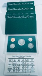 LOT (4) UNITED STATES PROOF SETS IN ORIGINAL BOXES- INCLUDES: 1994, 1995, 1996 & 1998