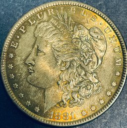 1881 MORGAN SILVER DOLLAR COIN - TONED!