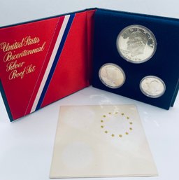1776-1976 UNITED STATES BICENTENNIAL SILVER UNCIRCULATED SET IN DISPLAY CASE - COA NOT INCLUDED