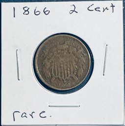 RARE 1866 2 TWO CENT PIECE COIN
