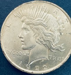 1922 SILVER PEACE DOLLAR COIN -RIM DAMAGE - SEE PICTURES