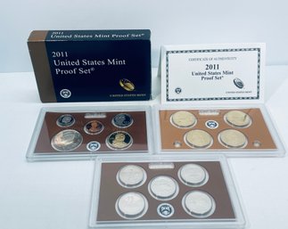 2011 UNITED STATES MINT SILVER PROOF COIN SET IN BOX  - 14 COIN SET
