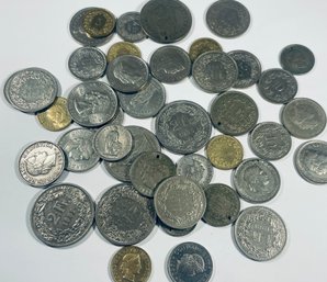 LOT OF FOREIGN SWISS CURRENCY - 40 COINS - SEE PICTURES!