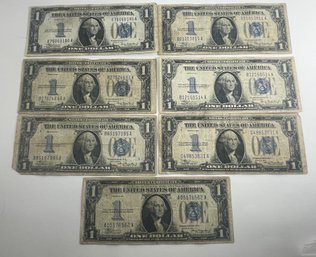 LOT (7) 1934 $1 ONE DOLLAR SILVER CERTIFICATES - FUNNYBACK