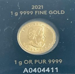 2021 I GRAM .999 FINE GOLD COIN - ROYAL CANADIAN MINT GOLDEN MAPLE LEAF