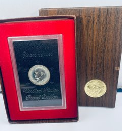 1974-S 40 PERCENT SILVER UNITED STATES EISENHOWER PROOF US DOLLAR  IN BROWN BOX 'BROWN IKE'