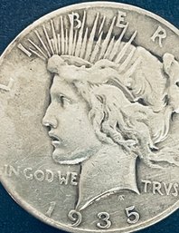 1935-S SILVER PEACE DOLLAR COIN -KEY DATE!