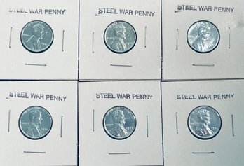 LOT (6) LINCOLN WHEAT STEEL PENNY CENT COINS - BU / BRILLIANT UNCIRCULATED