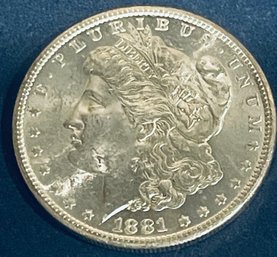 1881-S MORGAN SILVER DOLLAR COIN -BU / BRILLIANT UNCIRCULATED