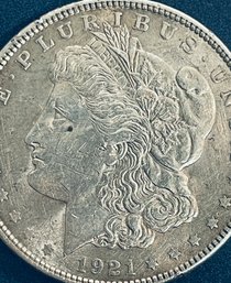 1921 MORGAN SILVER DOLLAR COIN -AU
