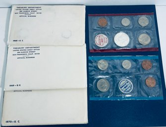 1968, 1969 & 1970 US MINT UNCIRCULATED COIN SETS -40 PERCENT SILVER HALF DOLLARS - DENVER & PHILADELPHIA MINTS