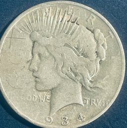1934-D PEACE SILVER DOLLAR COIN