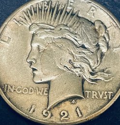 RARE KEY DATE! 1921 SILVER PEACE DOLLAR COIN -HIGH RELIEF!!