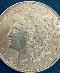 1921 MORGAN SILVER DOLLAR COIN- TONED