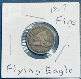 1857 FLYING EAGLE CENT PENNY COIN - FINE