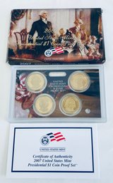 2007 UNITED STATE MINT PRESIDENTIAL $1 COIN PROOF SET - INCLUDES:  WASHINGTON, ADAMS, JEFFERSON & MADISON