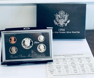 1994 UNITED STATES MINT PREMIER SILVER PROOF SET IN CASE & BOX