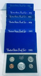 LOT (6) UNITED STATES PROOF SETS- 1968, 1969, 1970, 1971, 1972 & 1983 - INCLUDES SILVER KENNEDY HALF DOLLARS