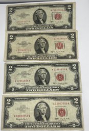 LOT (4) $2 TWO DOLLAR RED SEAL UNITED STATES NOTES-INCLUDES SERIES: 1953 B STAR NOTE, 1953 C & (2) 1963