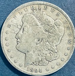 1894 MORGAN SILVER DOLLAR COIN - SCRATCHED - SEE PICTURES