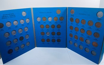 LOT (33) CANADIAN SMALL CENT COINS - 1920-1967 - IN WHITMAN COIN FOLDER - FOLDER IS WORN