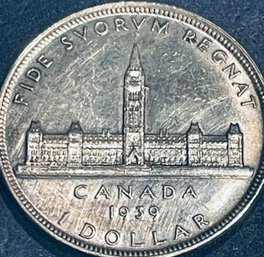 1939 CANADIAN SILVER ONE DOLLAR COIN