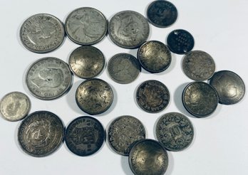 GREAT MIXED LOT OF (20) SILVER FOREIGN COINS - SEE PICTURES!