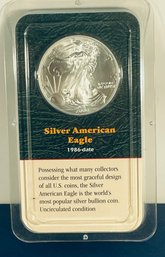 2000 SILVER AMERICAN EAGLE  - 1 0ZT. .999 FINE SILVER COIN IN LITTLETON COIN DISPLAY CASE