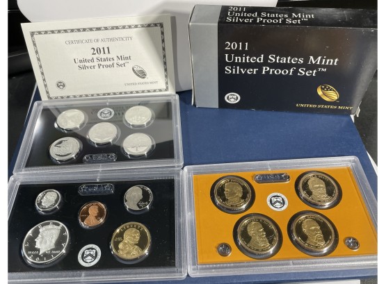 2011 UNITED STATES MINT SILVER PROOF COIN SET IN BOX