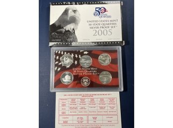 2005 UNITED STATES MINT 50 STATE QUARTERS SILVER PROOF COIN SET-IN BOX