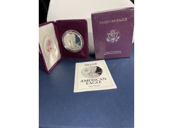 1992 SILVER AMERICAN EAGLE PROOF .999 ONE TROY OUNCE DOLLAR COIN IN BOX & CASE!