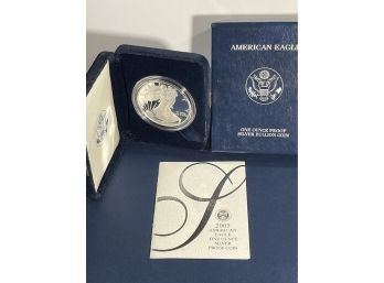 2005 SILVER AMERICAN EAGLE PROOF .999 ONE TROY OUNCE DOLLAR COIN IN BOX & CASE!