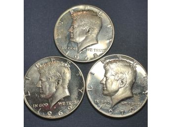 LOT OF (3) SILVER PROOF KENNEDY HALF DOLLAR COINS - 40 PERCENT SILVER