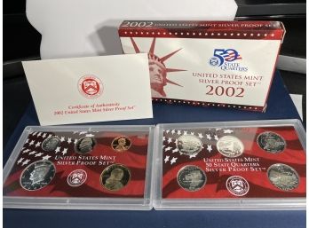2002 UNITED STATES SILVER MINT PROOF COIN SET IN BOX