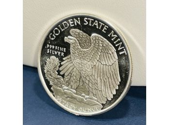 1/2 TROY OUNCE .999 SILVER PROOF GOLDEN STATE MINT ROUND COIN