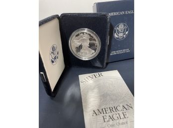 1996 SILVER AMERICAN EAGLE PROOF .999 ONE TROY OUNCE DOLLAR COIN IN BOX & CASE!