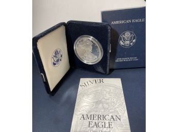 1999 SILVER AMERICAN EAGLE PROOF .999 ONE TROY OUNCE DOLLAR COIN IN BOX & CASE!