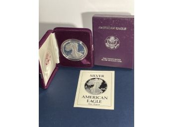1989 SILVER AMERICAN EAGLE PROOF .999 ONE TROY OUNCE DOLLAR COIN IN BOX & CASE!