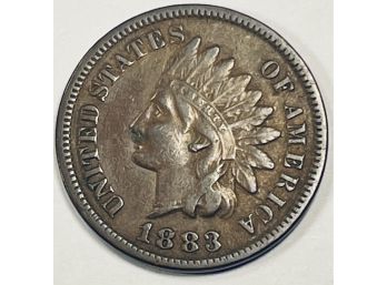 1883 INDIAN HEAD CENT PENNY COIN - SEMI-KEY DATE -  UNCIRCULATED - XF