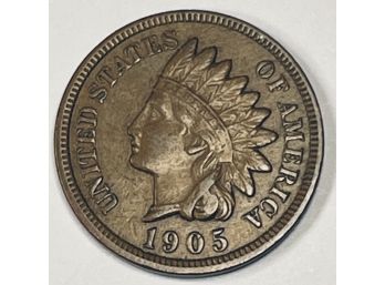 1905 INDIAN HEAD CENT PENNY COIN  - UNCIRCULATED - XF - AU