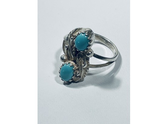 PETITE TURQUOISE STERLING SILVER RING - SIZE 5
