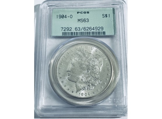 1904-O MORGAN SILVER DOLLAR COIN - PCGS GRADED MS63
