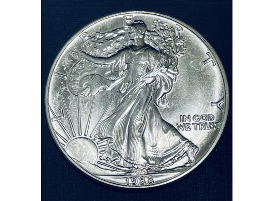 1988 UNITED STATES SILVER AMERICAN EAGLE SILVER COIN  - ONE OZ. .999 FINE SILVER ROUND