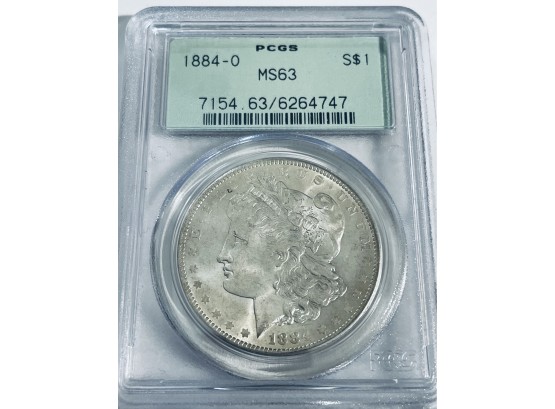 1884-O MORGAN SILVER DOLLAR COIN - PCGS GRADED MS63
